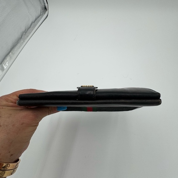 Gucci Vintage  Black Trifold Wallet with Red and Green Stripe - Picture 17 of 17